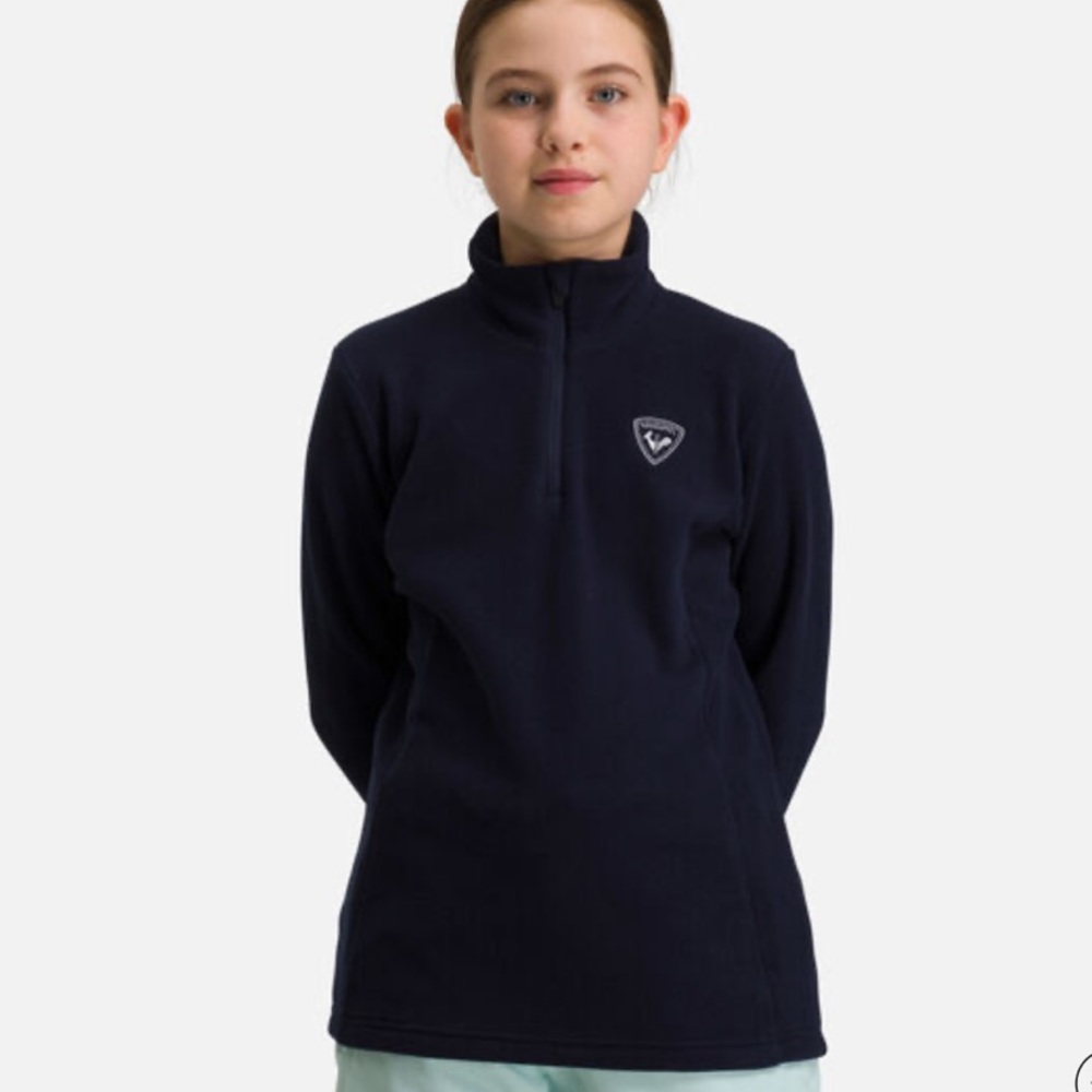 NWT Rossignol Blue Half Zip Fleece Sweatshirt Top Girls 2 Blue Kids | D067